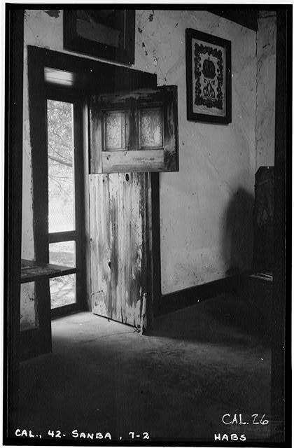 2.  Historic American Buildings Survey Photographed by Henry F. Withey November 1934 EXTERIOR DOOR DETAIL, ROOM #1. - Covarrubias Adobe, 715 Santa Barbara Street, Santa Barbara, Santa Barbara County, CA