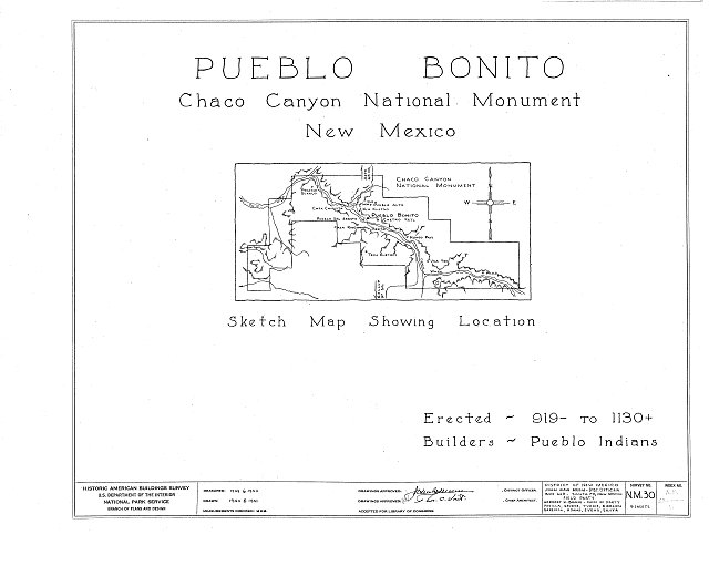 0. Cover sheet with location sketch map - Pueblo Bonito, South terminus of NM56 & North terminus of NM164, Nageezi, San Juan County, NM